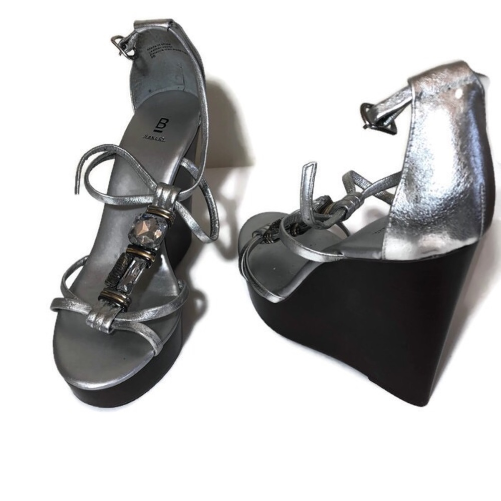 Bakers Women's Silver Jewels Strap Wedge Sandal.